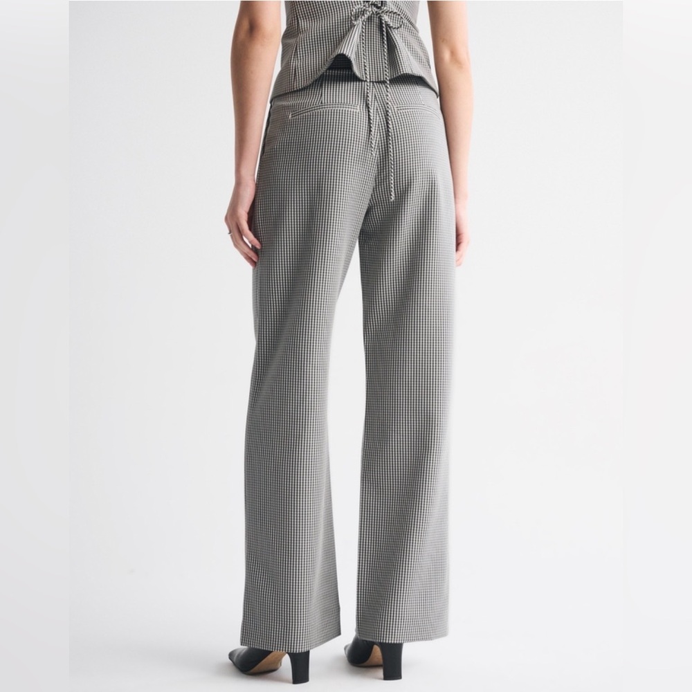 NWOT Abercrombie Sloane High Rise Wide Leg Tailored Pant, Gingham, Size 25 Reg - Picture 5 of 15